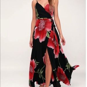 Blossoming Belle Black Floral Print Maxi Wrap Dress | prom | grad dress